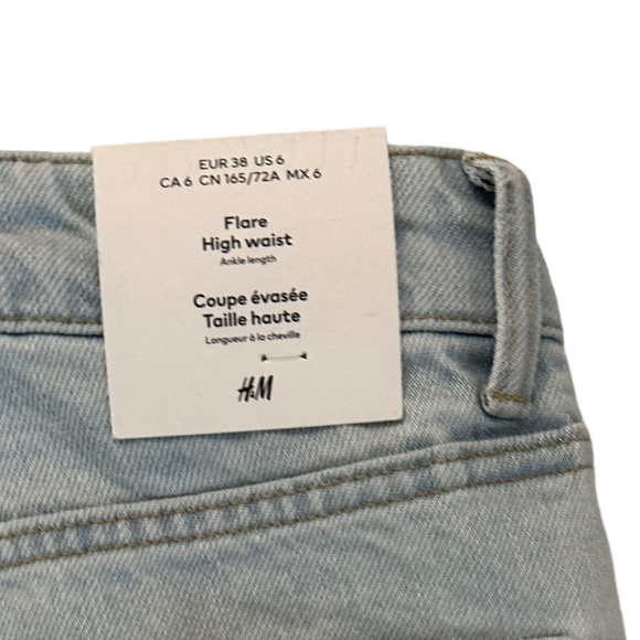 H&M 100% Cotton Flare High Waist Ankle Length Jeans Size 6 - Picture 17 of 17